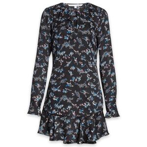 Veronica Beard Preston Mini Dress - Black and Blue Floral - Size 4 - Silk
